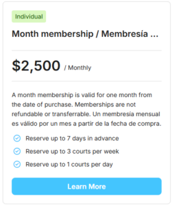 San Carlos Pickleball Club 1 month pass 2026