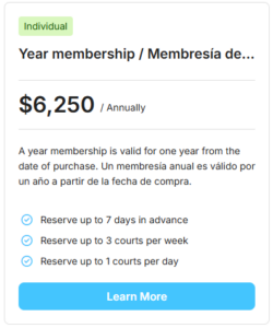 San Carlos Pickleball Club 1 year pass 2026