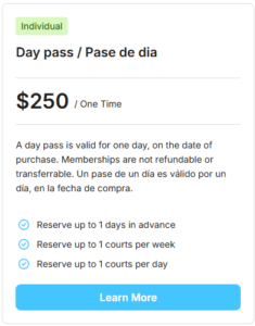 San Carlos Pickleball Club 1day pass 2026
